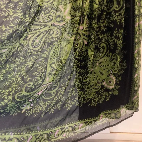 XS Bebe Green & Black Sheer, Lined Maxi Dress - Picture 9 of 15